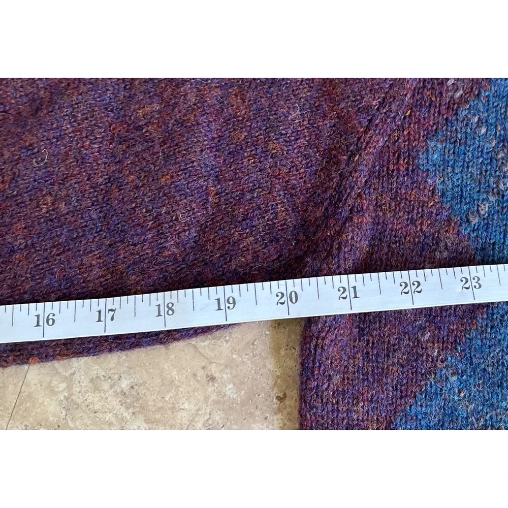 Brooks Brothers Shetland Wool Argyle Sweater Mens 42 Purple Made in England Vtg